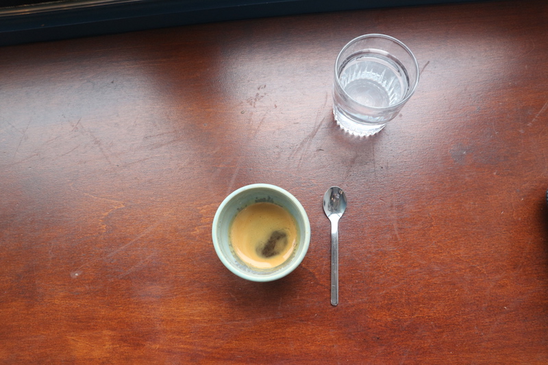 Single espresso at Campbell and Syme (East Finchley) London