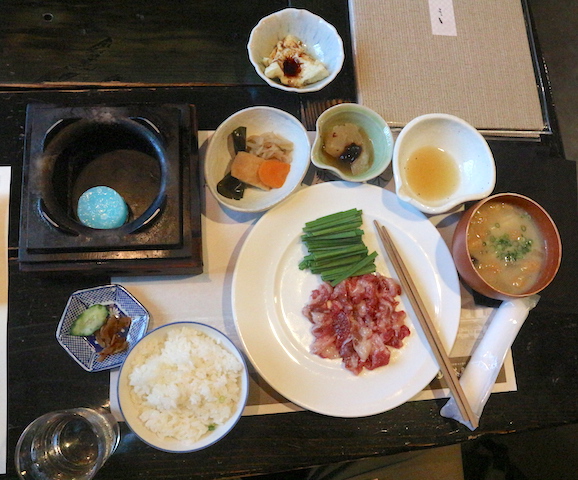 Horse meat meal. Kumamoto Japan.