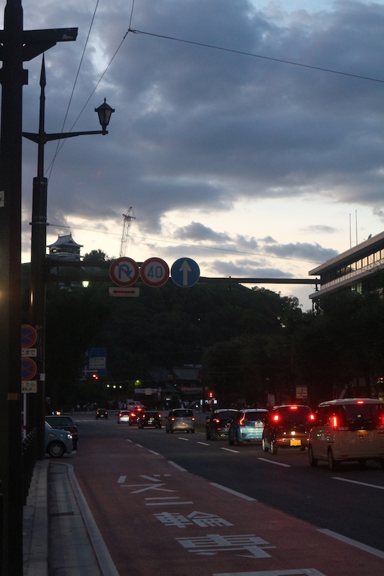 Kumamoto night view. Kumamoto castle. 