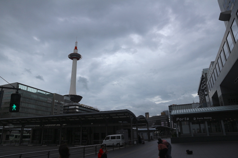 Kyoto station, Kyoto tower, dark sky