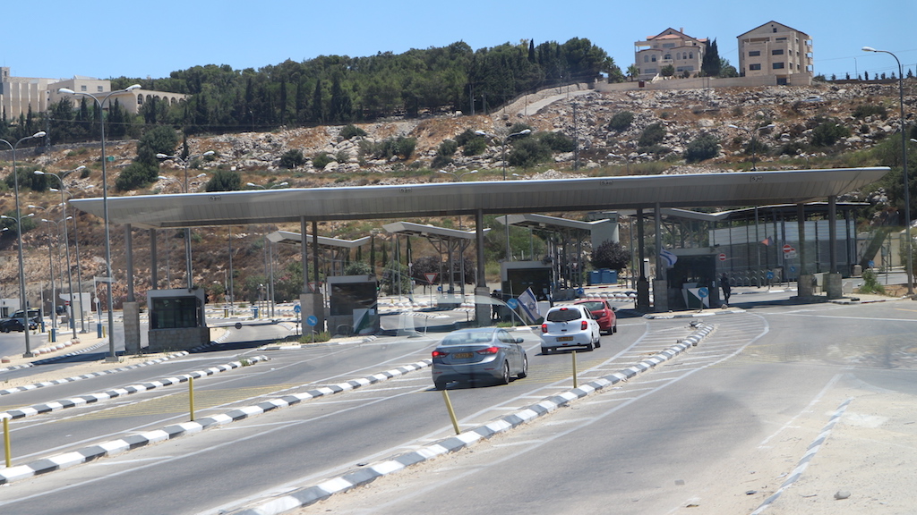 Check point. Israel to Palestine by bus. 