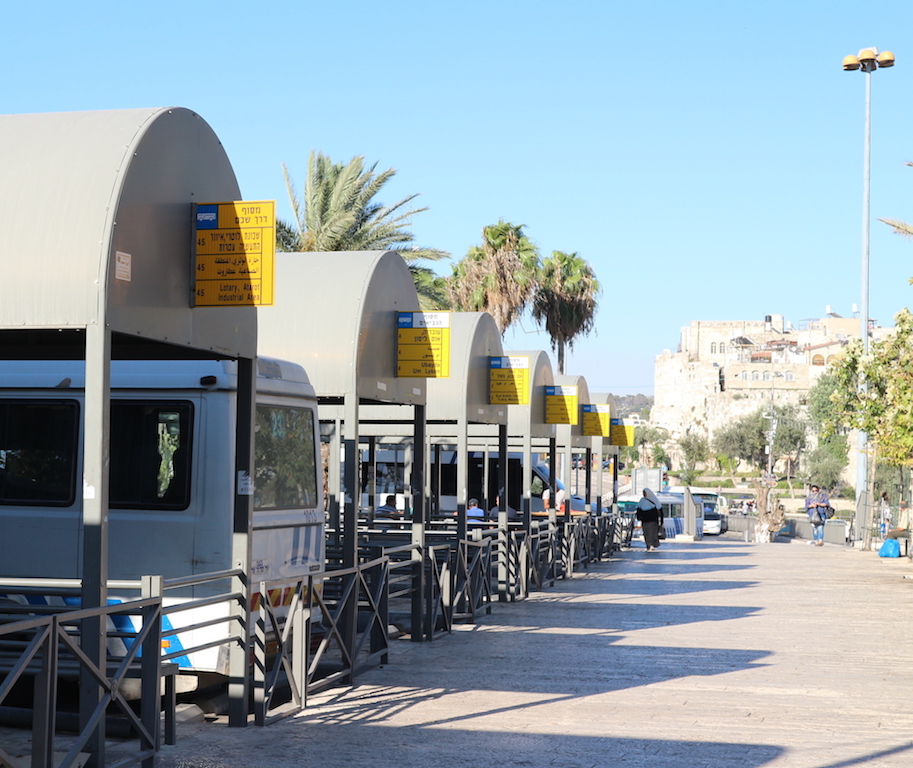 East Jerusalem bus station. Visit to Banksy hotel Bethlehem Palestine