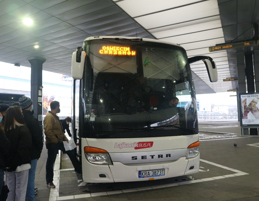 Getting to Auschwitz from Krakow by bus.